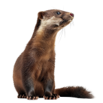 a-ferret-is-seated-in-front-of-a-plain-white-backdrop-a-american-mink-isolated-on-transparent-background-free-png
